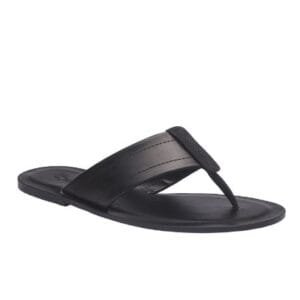 Men's Black Leather Slippers - Comfortable Relaxation