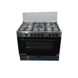 Nasco 5-Burner Gas Cooker - Stainless Steel, Glass Cover, Auto Ignition, C6090SS-FC-511