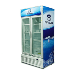 Nasco 1000L Double Door Display Fridge - Upright Showcase, Quick Cooling