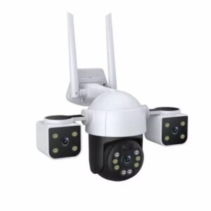 3-Lens 6MP Outdoor Security Camera - Voice Intercom, Night Vision