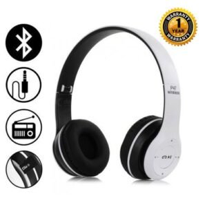 P47 Wireless Headset - White, Slim Profile, Adjustable Headband