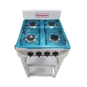 Innova 4-Burner Gas Stove with Stand (White, Cast Iron Grates)