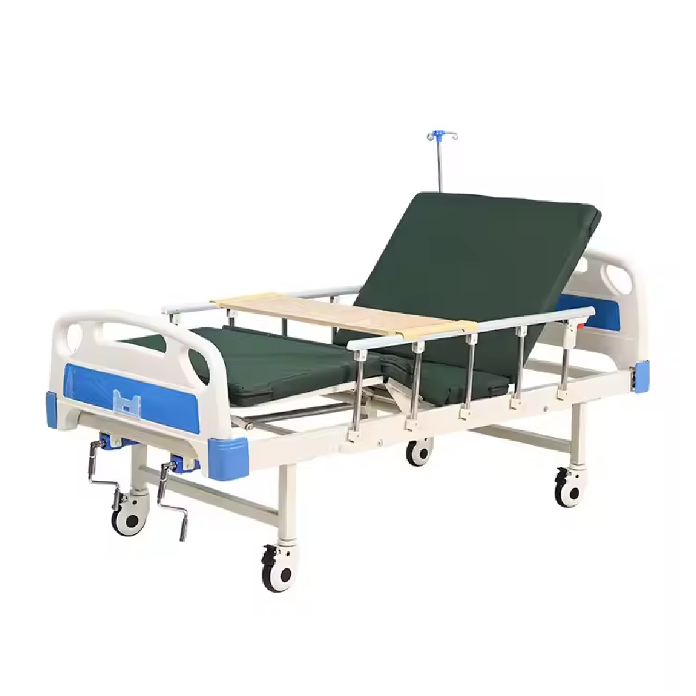 McSarpong – 3 Cranks Manual Hospital Bed With 4-Part ABS Bedboards AG-BMS002B | Adjustable Patient Bed with Al-Alloy Handrails and Central Braking System