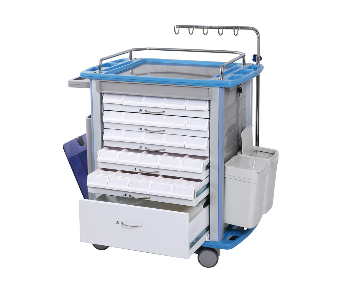 McSarpong – ABS Medical Emergency Trolley | Multi-Function Crash Cart with Defibrillator Platform and Oxygen Cylinder Holder