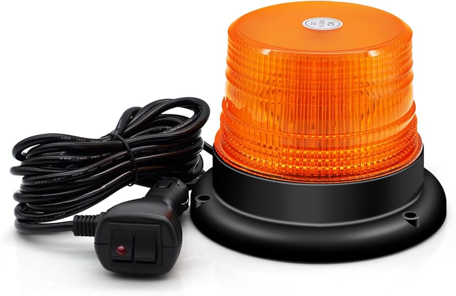 Amber Warning Light 12/24V | Dual Voltage LED Beacon for Vehicles, Equipment & Industrial Safety
