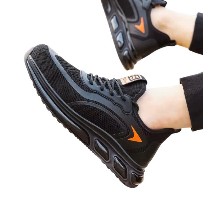Guyisa Black & Orange Sneaker Boot | Stylish Steel Toe Safety Sneakers for Industrial & Everyday Use